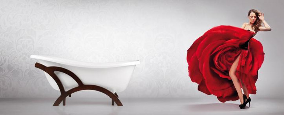 Exclusive white bathtub, freestanding acrylic tub design.