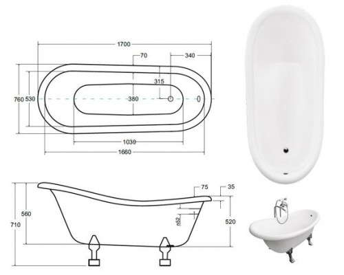 Exclusive white bathtub, freestanding acrylic tub design.