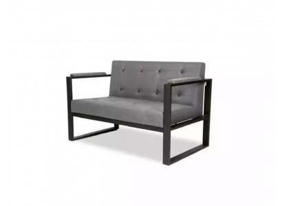 Designer gray two-seater bench with textile upholstery for office furniture