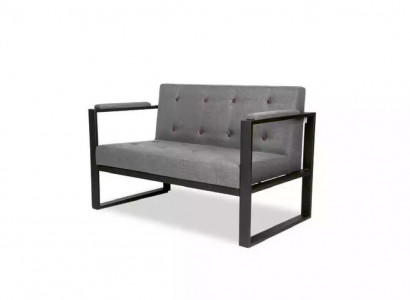 Designer gray two-seater bench with textile upholstery for office furniture