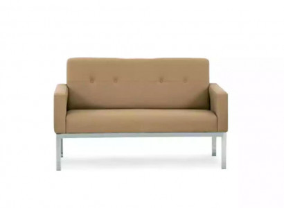 Beige two-seater office furniture upholstered sofa wooden frame textile furnishings