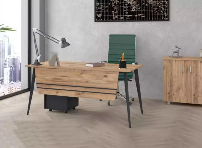 Desk office set, complete 2-piece desk with file cabinet.