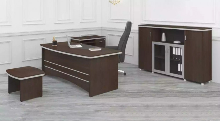 Modern office set desk cabinet side tables complete 4-piece