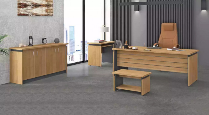 Study Wooden Furniture Complete Set Desk Office Furniture 4-piece