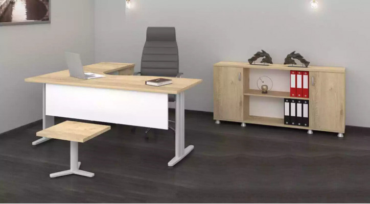 Corner desk office study modern complete set furniture 3-piece