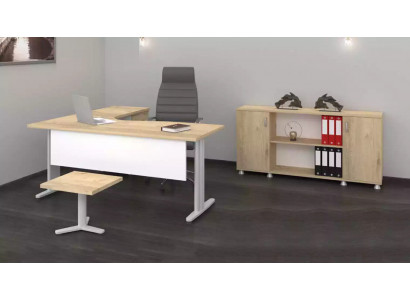 Corner desk office study modern complete set furniture 3-piece