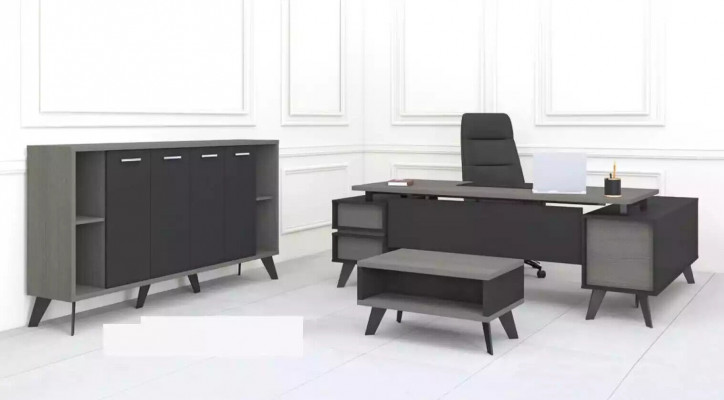 Study Office Furniture Desk Coffee Table Filing Cabinet 3-piece Set