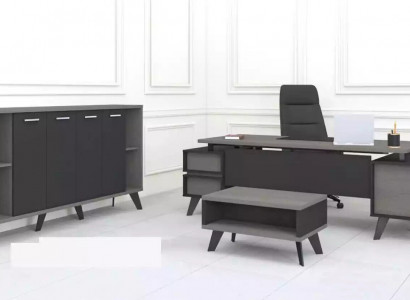 Study Office Furniture Desk Coffee Table Filing Cabinet 3-piece Set