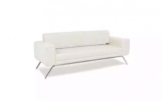White three-seater luxury stainless steel leg textile furniture office couch modern