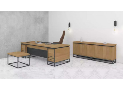 Brown Office Furniture Set Study Desk 3-piece Set
