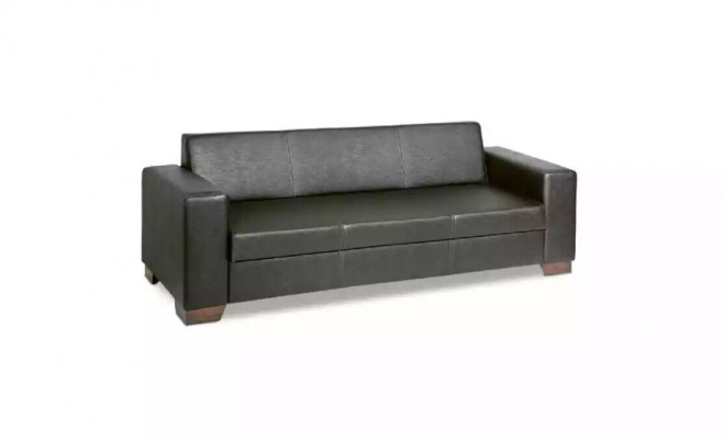 Black office three-seater study sofa luxury couch upholstered furniture