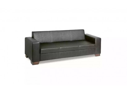Black office three-seater study sofa luxury couch upholstered furniture