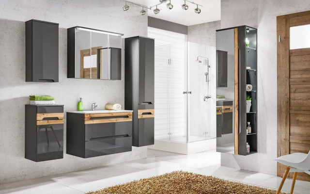 Design bathroom furniture bath 5-piece set suite cabinet sink lighting