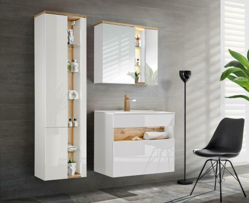 Design bathroom furniture set 3-piece. Decoration cabinet washbasin.