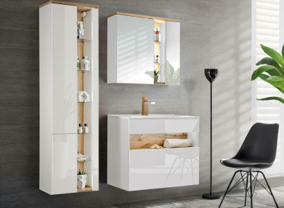 Design bathroom furniture set 3-piece. Decoration cabinet washbasin.