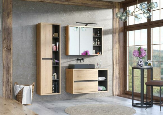 Design bathroom furniture, bathroom 3-piece set, decorative ensemble, cabinet, washbasin