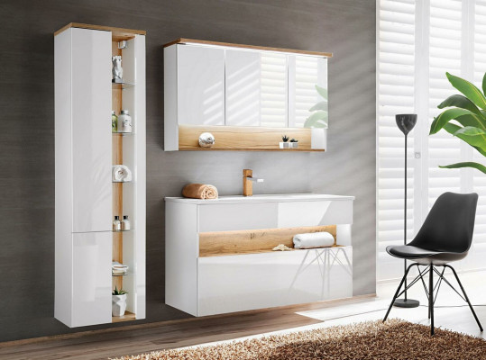 Design bathroom furniture set 3-piece suite cabinet washbasin lighting