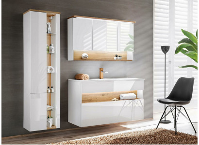 Design bathroom furniture set 3-piece suite cabinet washbasin lighting