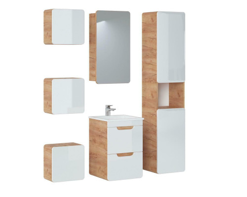 Design bathroom furniture group 6-piece set ensemble cabinet sink wood