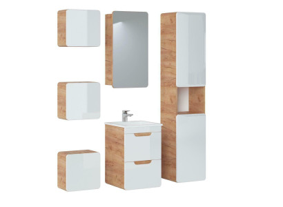 Design bathroom furniture group 6-piece set ensemble cabinet sink wood