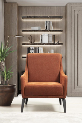 Armchair Wingback Chair Fabric Armchair Single-Seater Fabric Orange Upholstered Furniture