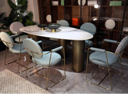 Oval dining table, dining room tables, dining tables 180x85, marble-look dining tables.