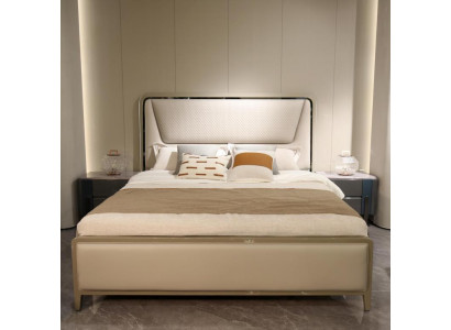 Bedroom bed beds designer double bed natural wood bed bed frame beige