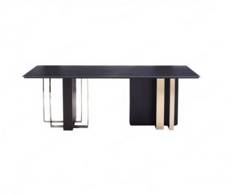 Rectangular dining table black dining table wooden table stainless steel furniture table