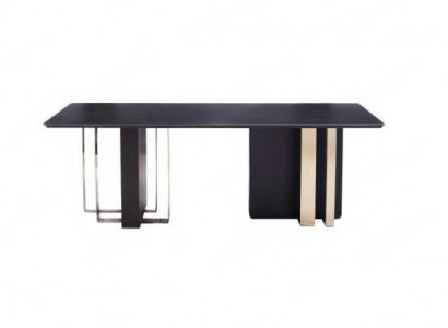 Rectangular dining table black dining table wooden table stainless steel furniture table