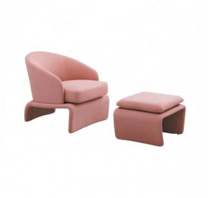 Armchair and ottoman club lounge in pink fabric modern style living room