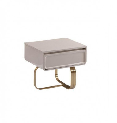 Beige nightstand bedroom side table stainless steel wooden table modern