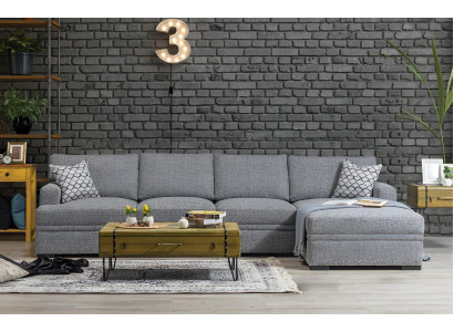 Sofa L-shape Style Modern Gray Corner Sofa Living Room Furniture Design Decor