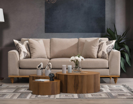 Sofa three-seater living room design modern furniture luxury beige sofas