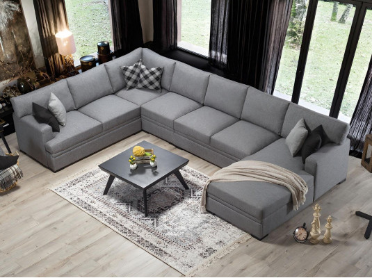 Modern design furniture sofa U-shape gray corner sofa living room setup new