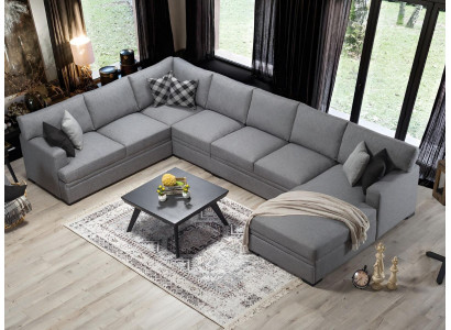 Modern design furniture sofa U-shape gray corner sofa living room setup new