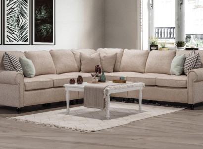 Modern living room corner sofa L-shape design beige furniture luxury sofa furnishings