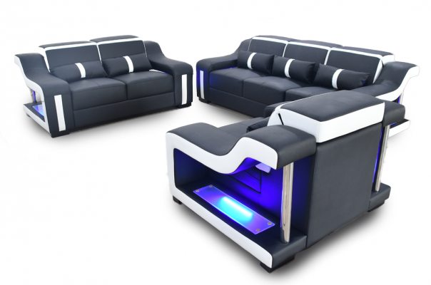 Sofa set 3+2+1 seater set design sofa upholstered couches illuminated couch