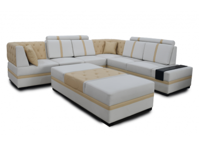 Designer sofa luxury corner sofa with ottoman upholstered suite living room L-shape