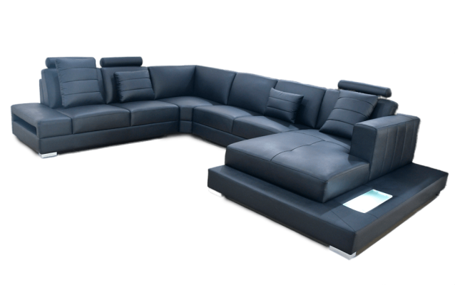 Luxury U-Shaped Sectional Sofa Black Living Landscape Couch Upholstered Corner Suite