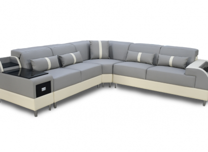 Corner sofa L-shape sofa couch design upholstery modern corner ensemble gray