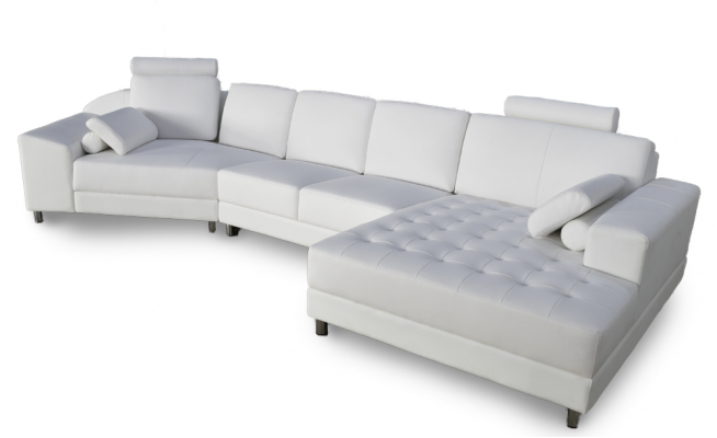 Luxury L-shaped corner sofa, white upholstered furniture, seating, living room corner sofa, new