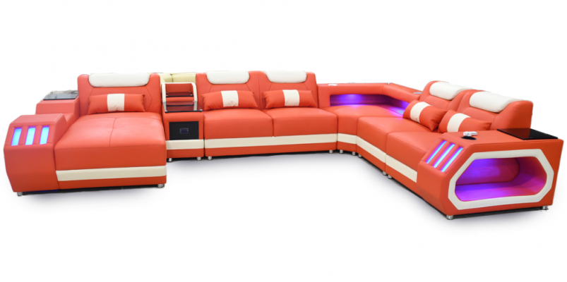 Corner sofa U-shaped orange living area couch upholstery corner settee sofa modern