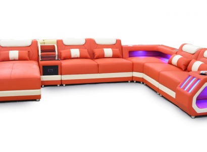 Corner sofa U-shaped orange living area couch upholstery corner settee sofa modern