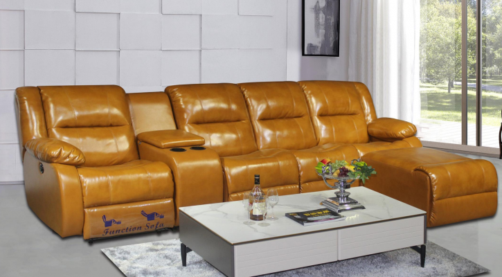 Sofa 4-seater couch upholstery synthetic leather sofas brown pouffe couches new