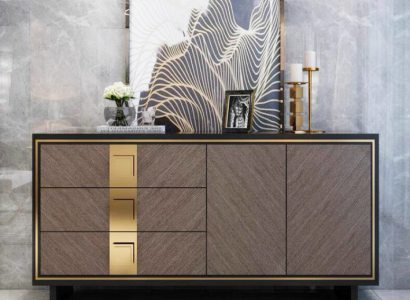 Sideboard dresser cabinet wood modern design gray luxury living room