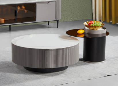 Round set of 2x coffee tables, side tables, design living room