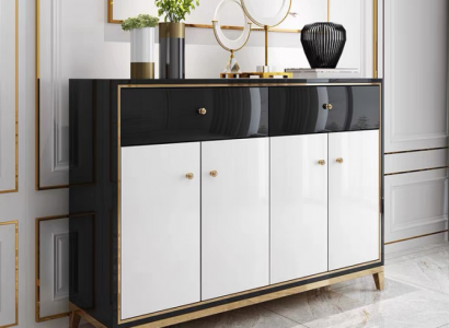 White Modern Sideboard Cabinet Dresser Dining Room Wood Luxury New