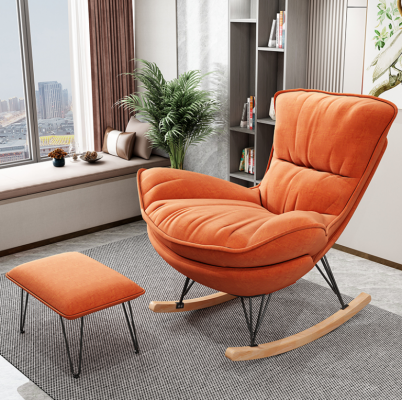 Armchair Design Relax Orange Fabric Living Room Upholstery Luxury Single Seater