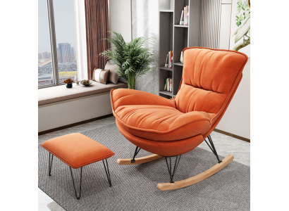 Armchair Design Relax Orange Fabric Living Room Upholstery Luxury Single Seater