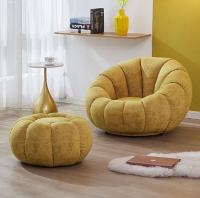 Chair Seating Modern Design Living Room Yellow Luxury Upholstery Fabric New